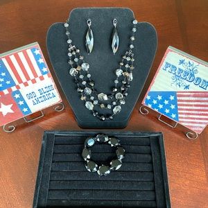 Statement Necklace, Earrings and Bracelet